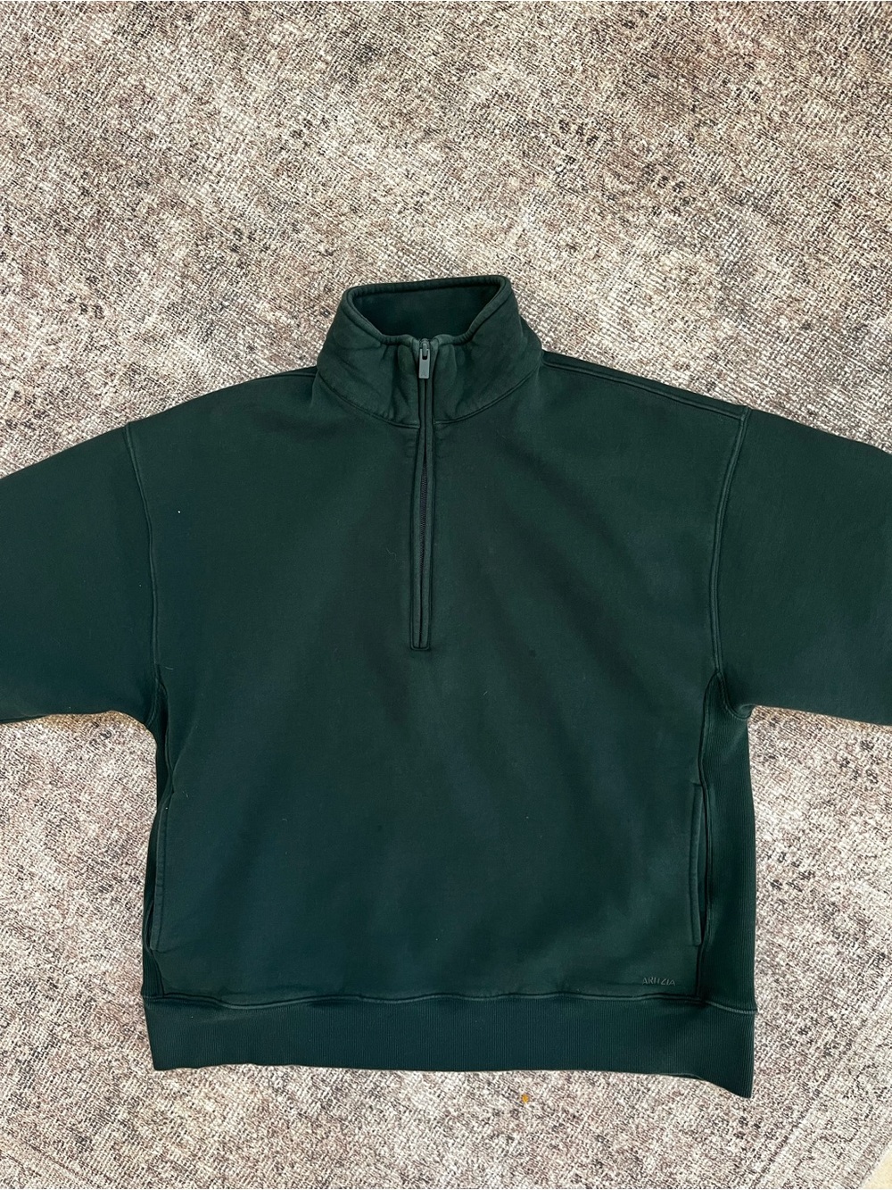 Aritzia Sweatfleece Boyfriend Fit Cozy Zip Up in Deep Forest Green Oversized M - Picture 4 of 5